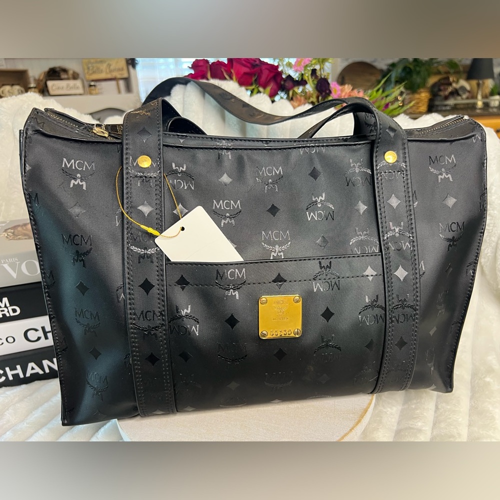 MCM Black Zipper Tote